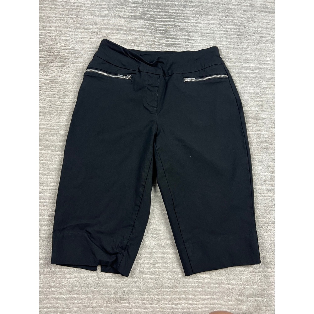 Westbound Bermuda Shorts Womens 6 Black Pull On Stretch Zipper Accent Mid Rise